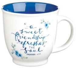 1220000135376 Blue Floral Ceramic Friendship Coffee/Tea Mug  A Sweet Friendship Refreshes the