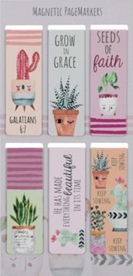1220000137202 Set of 6 Beloved Scripture Favorites w/Cactus & Cheerful Flower Pots Inspiration