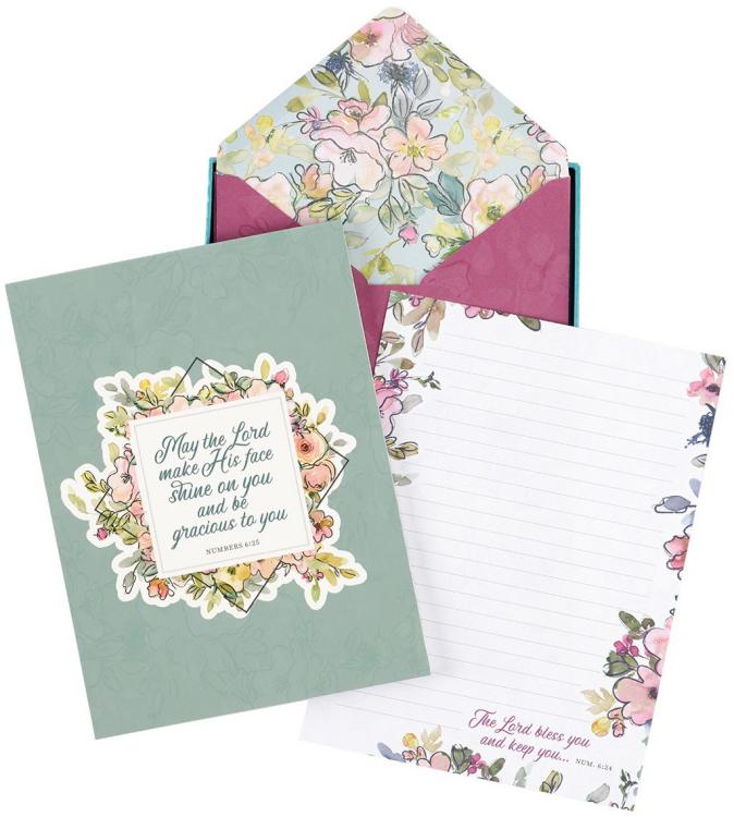 1220000139985 Writing Paper & Envelope Stationery Set for Women: May His Face Shine Upon You -