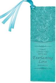 6006937127968 Teal Faux Leather Bookmark  Everlasting Love - Jeremiah 31:3 Bible Verse Inspira
