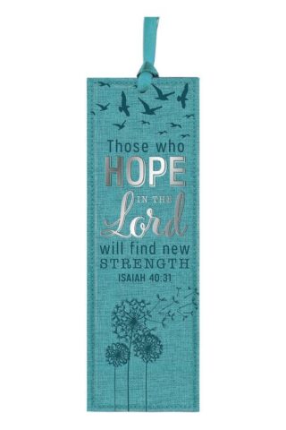 6006937142480 Teal Faux Leather Bookmark  Hope In The Lord - Isaiah 40:31 Bible Verse Inspirat