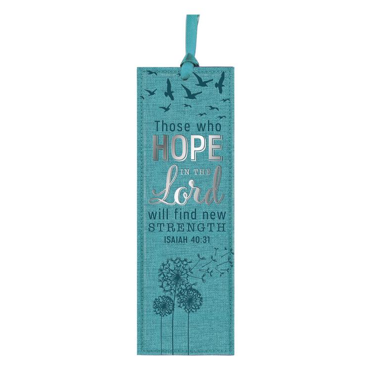 6006937142480 Teal Faux Leather Bookmark Hope In The Lord - Isaiah 40:31 Bible Verse Inspirat