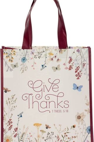 6006937155992 Reusable Fashion Shopping Tote Bag for Women: Give Thanks - 1 Thessalonians 5:18