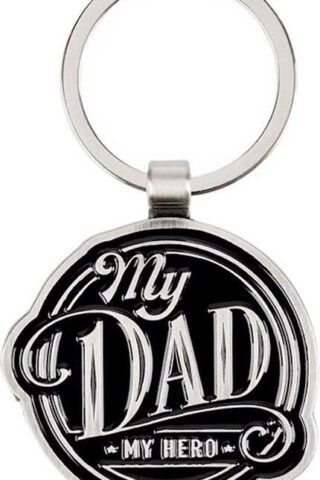 1220000135222 Black Metal Scripture Keychain for Dads My Dad My Hero Proverbs 14:26 Bible V"