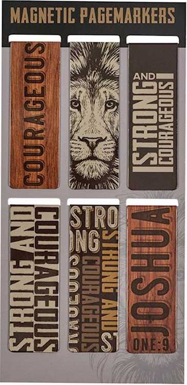 6006937156760 Magnetic Scripture Bookmark/Pagemarker Set for Men: Strong & Courageous Lion - S
